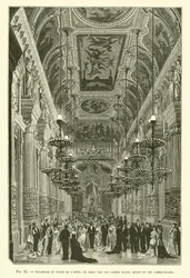 Beleuchtung des Foyers der Pariser Oper durch Maxim-, Edison- und Sonnenlampen